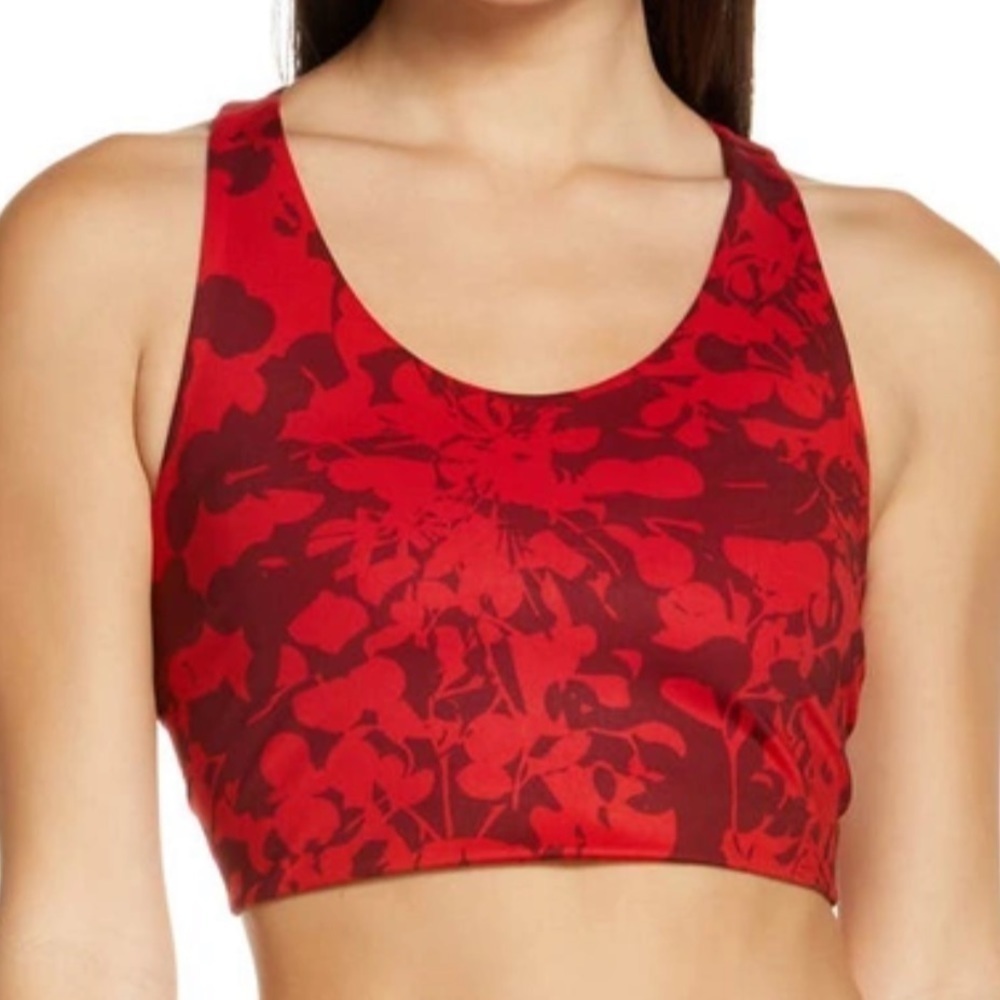 NWT Zella Studio Lite Longline Sports Bra In Burgundy London Red